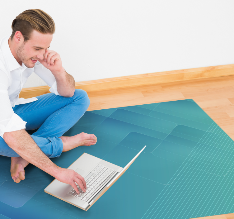 Abstrakt blått og hvitt digitalt moderne vinyl teppe - Tenstickers