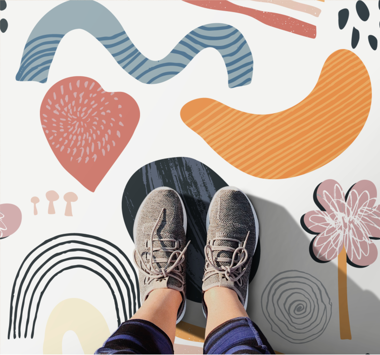 Abstrakte former ensemble vinyl teppe moderne - Tenstickers