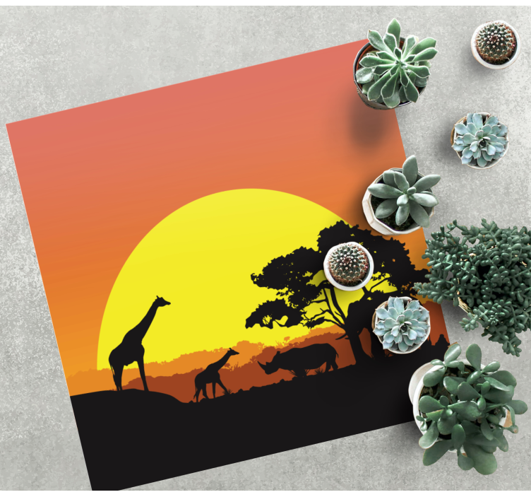 Afrikansk savanne vinyl teppe moderne - Tenstickers