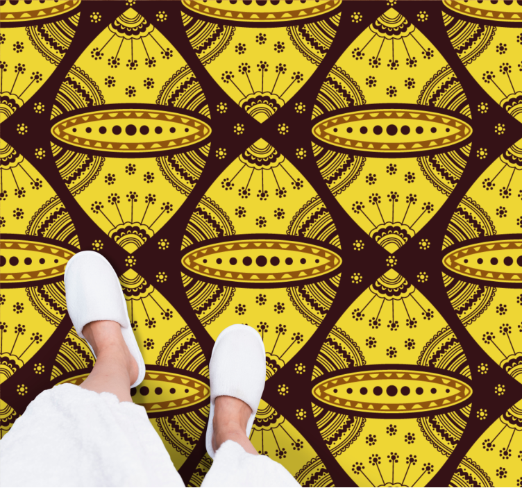 Afrikansk stil abstrakt kunst gult mønster vinyl teppe moderne - Tenstickers