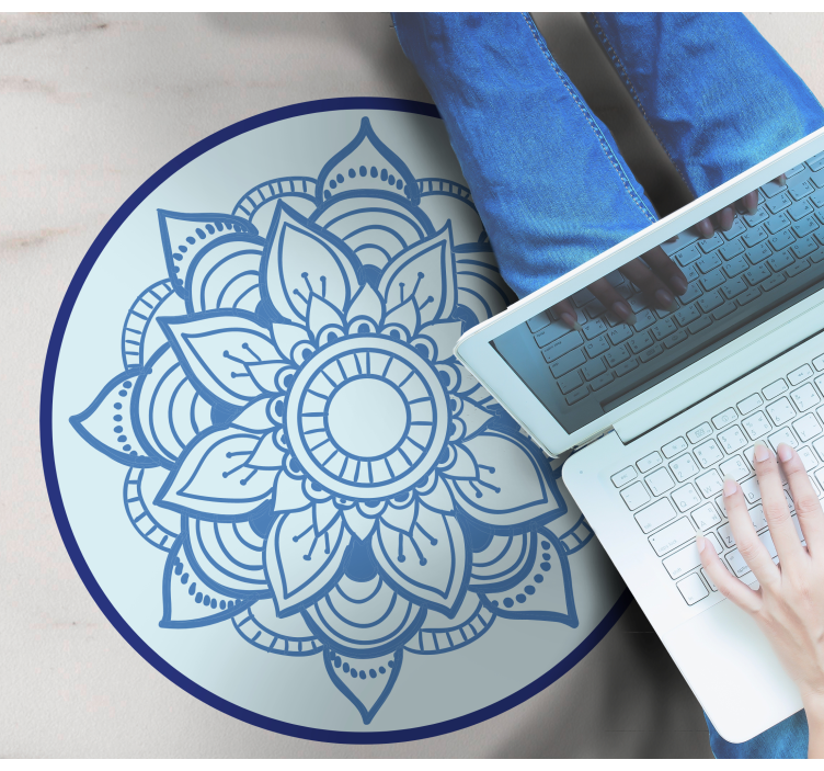 Afrikansk stil blå vinyl teppe mandala - Tenstickers