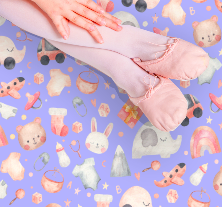 Akvarell airballons med elefanter og fly Vinyl teppe flere barn - Tenstickers