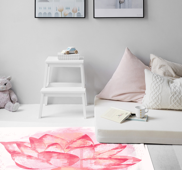 Akvarell lotus vinyl teppe blomster og planter - Tenstickers