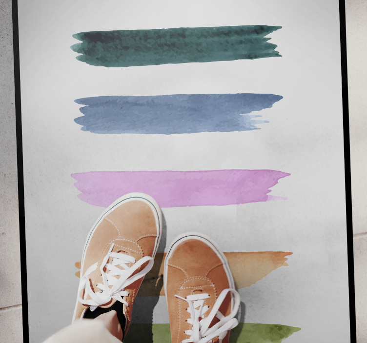 Akvarellstriper vinyl teppe minimalistisk - Tenstickers