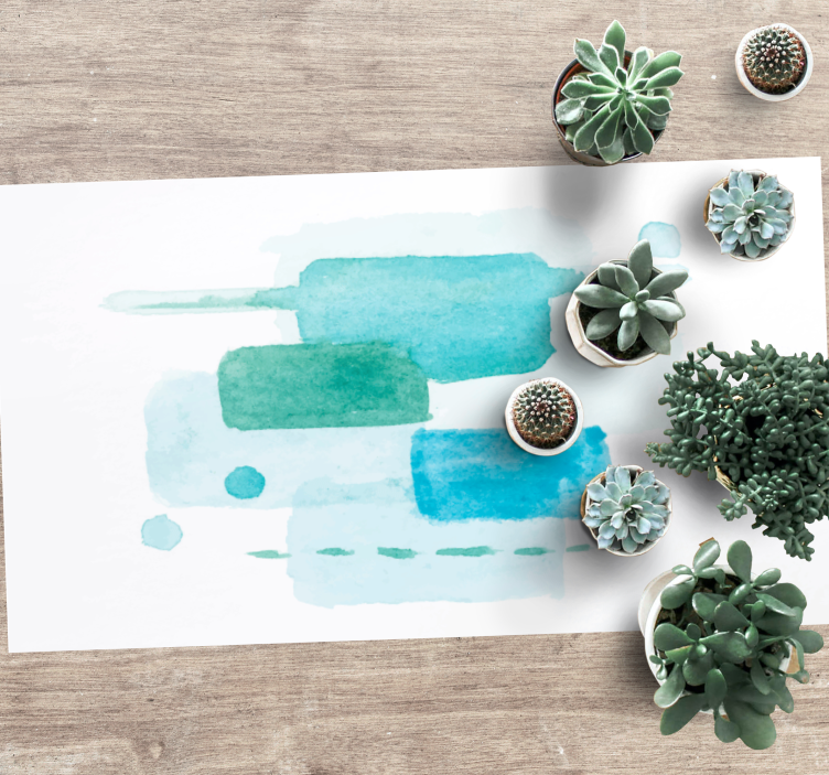 Akvatiske fargeblokker vinyl teppe stue - Tenstickers