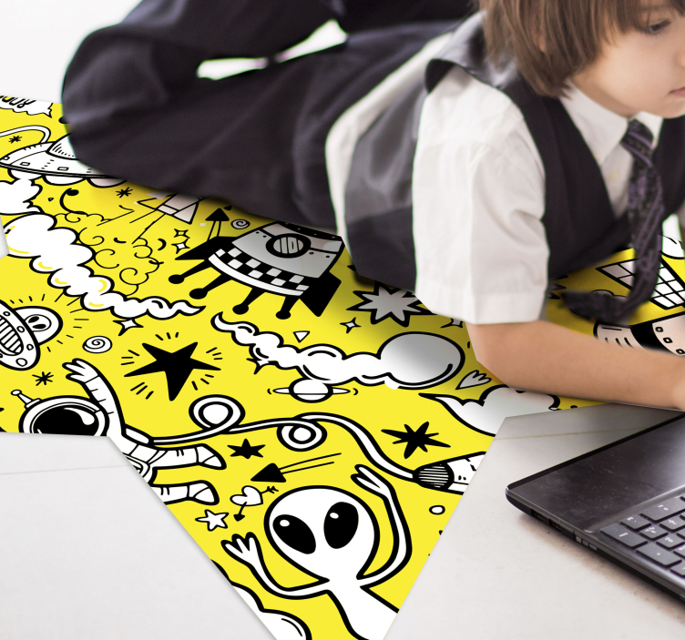 Alien doodle-stjerne vinyl teppe spedbarn - Tenstickers