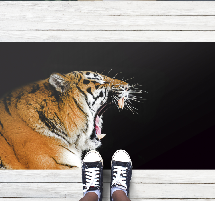 Animal angry tiger vinyl teppe - Tenstickers