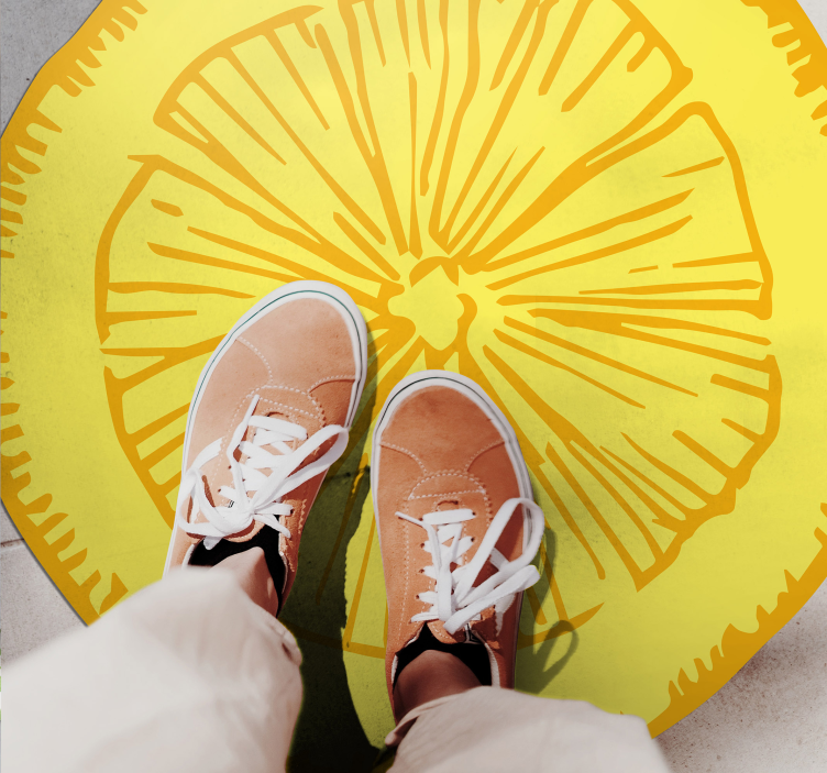 Appelsin- og sitronskisse kjøkkengulvfliser - Tenstickers