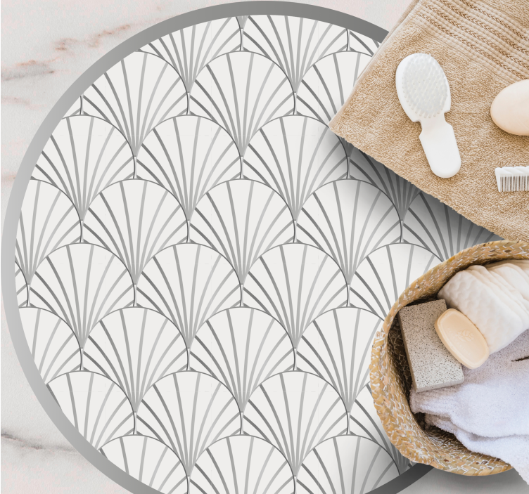 Art deco hvite skallmønster vinyl teppe hydraulisk - Tenstickers