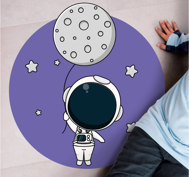 Astronaut med ballong Vinyl teppe flere barn - Tenstickers