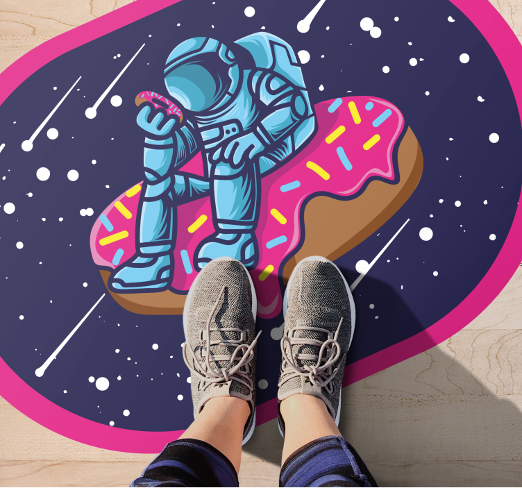 Astronaut på smultring vinyl teppe ungdom - Tenstickers