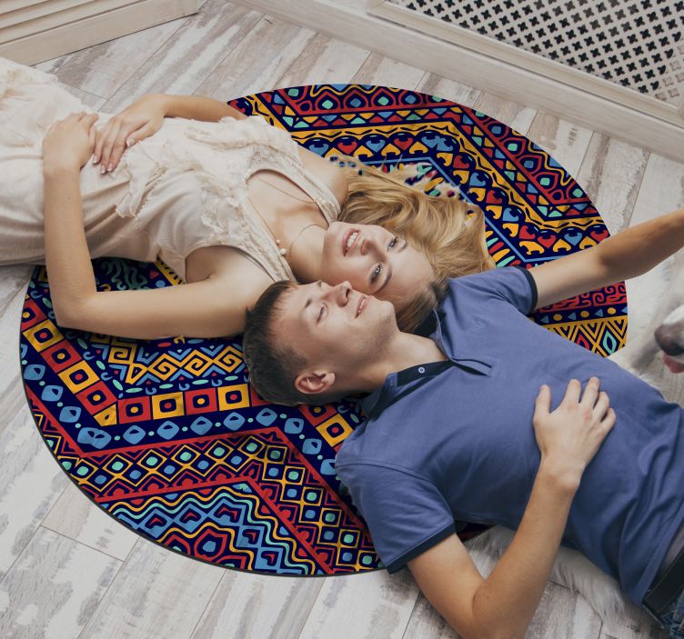 Avrundet mønster, etnisk vinylteppe - Tenstickers