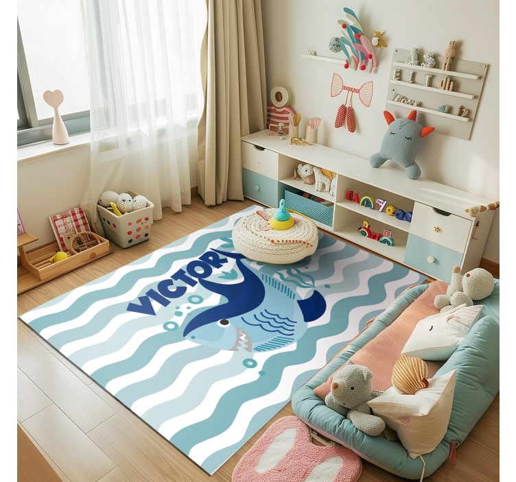 Babyhai med navn vinylteppe med navn - Tenstickers