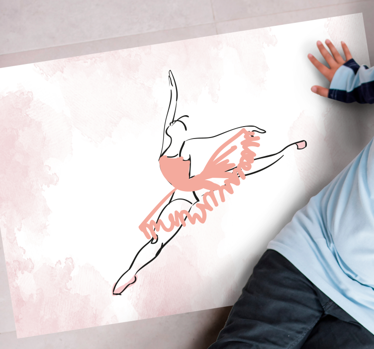 Ballerina dansende strektegn Vinyl teppe flere barn - Tenstickers
