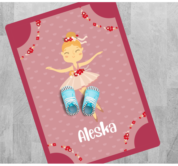 Ballerina-stykke vinyl teppe med navn - Tenstickers