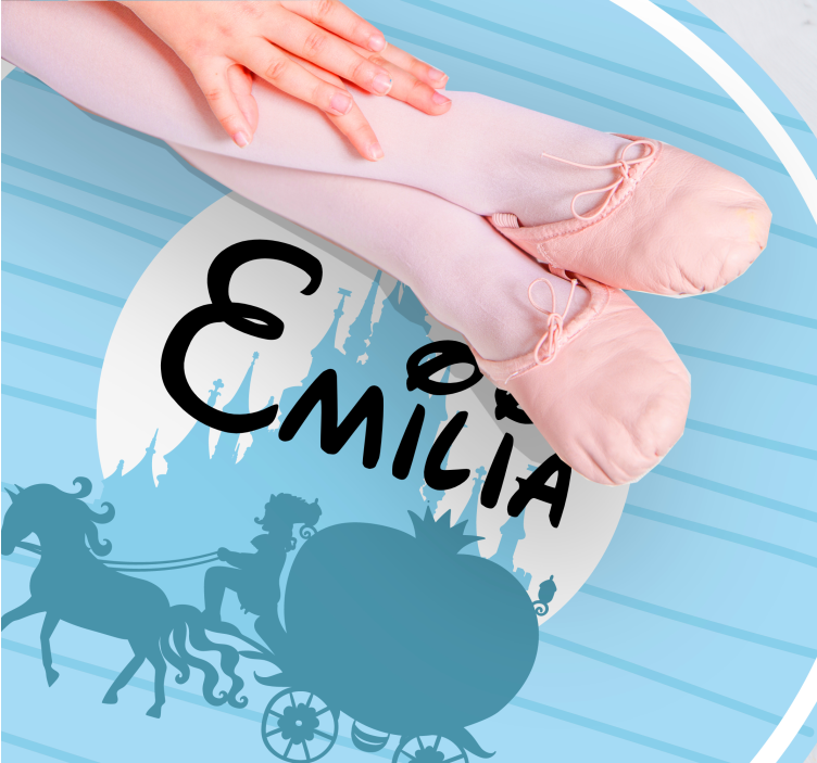 Ballettvogntema vinyl teppe med navn - Tenstickers