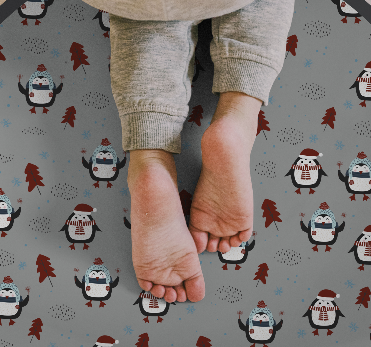 Barn med pingvin nordisk vinyl teppe - Tenstickers