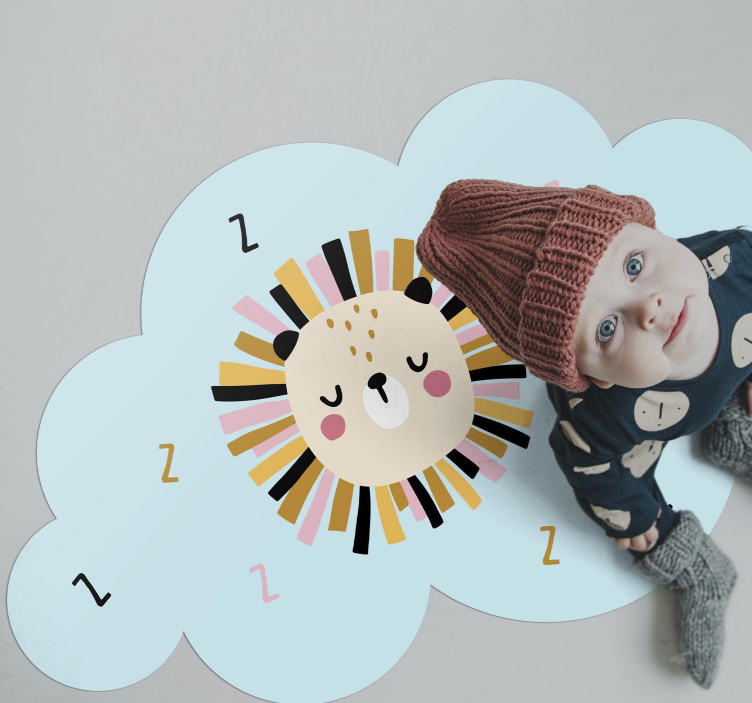 Barn søvnig løve barn vinyl teppe - Tenstickers