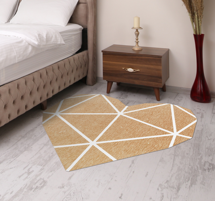 Beige hjerte geometrisk vinylteppe - Tenstickers