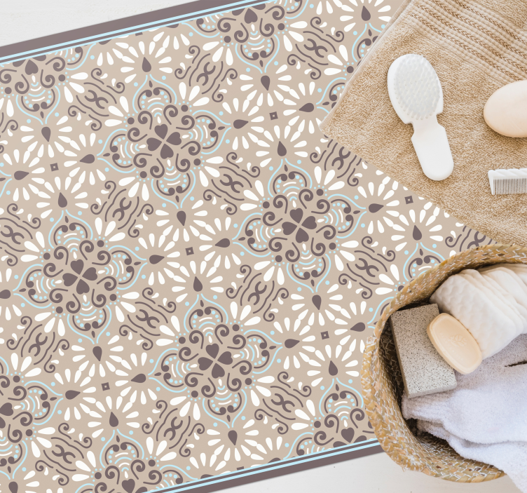 Beige hvit mosaikk vinylteppeteppe - Tenstickers