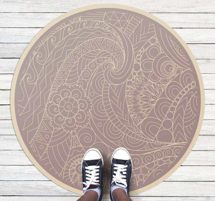 Beige mosaikk med mandala vinyl teppe - Tenstickers