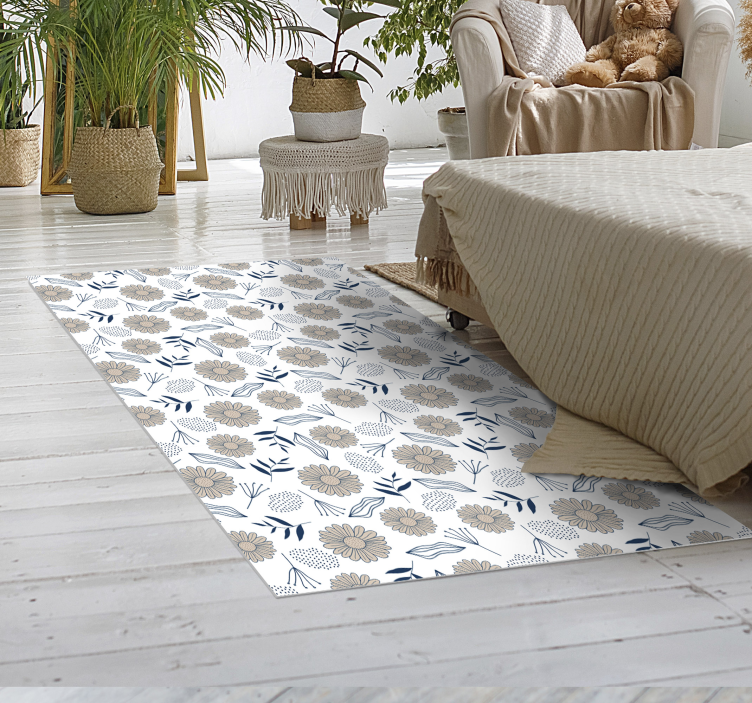 Flott beige tusenfryd vinyl soverom teppe - Tenstickers