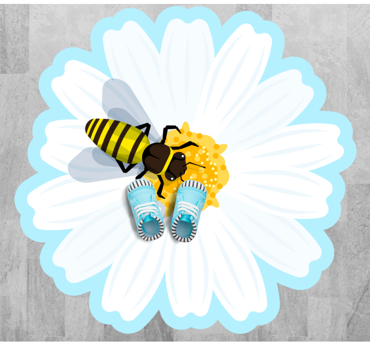 Bie på tusenfryd vinyl teppe blomster og planter - Tenstickers