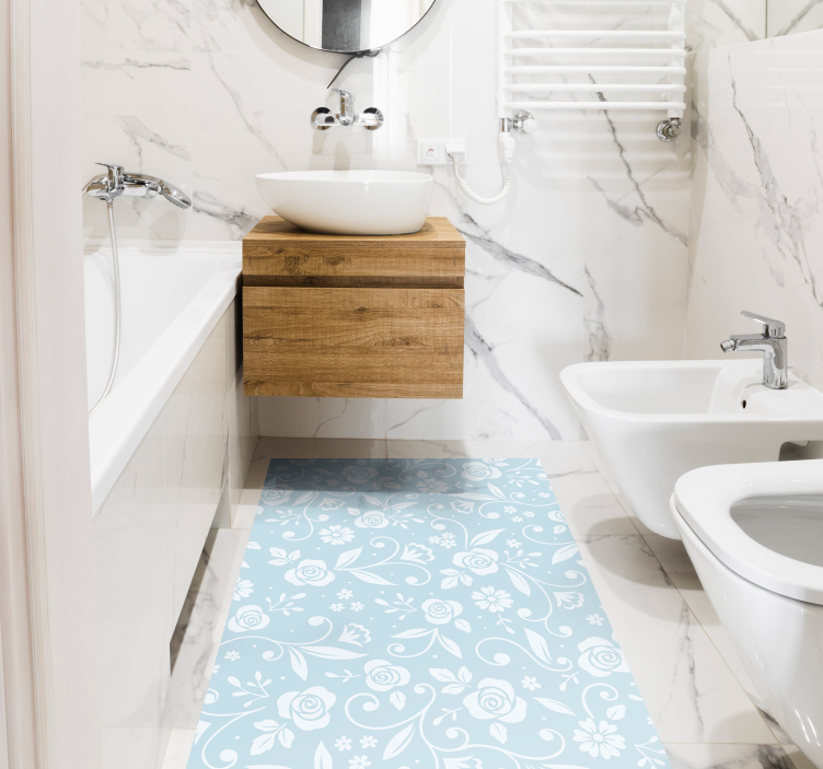 Blå blomsterpynt blomsterteppe - Tenstickers