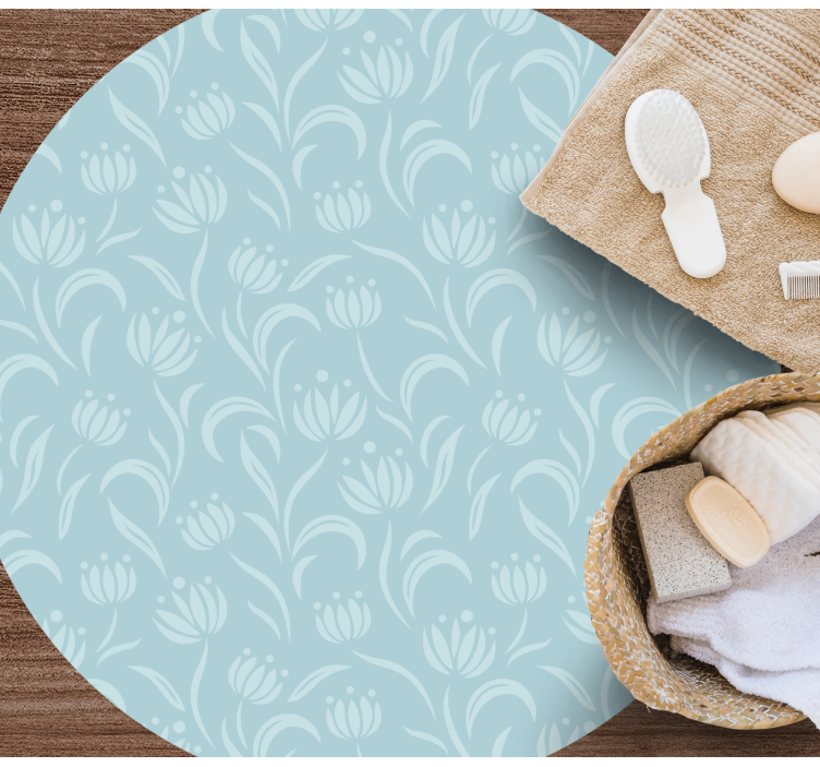 Blå blomster tekstur badegulv - Tenstickers