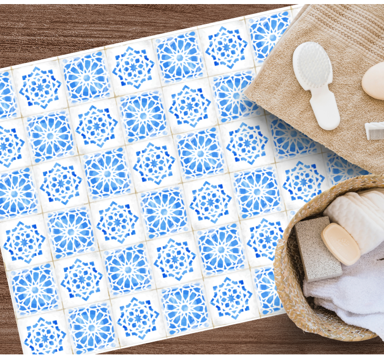 Blå elegant mosaikkgulv på badet - Tenstickers