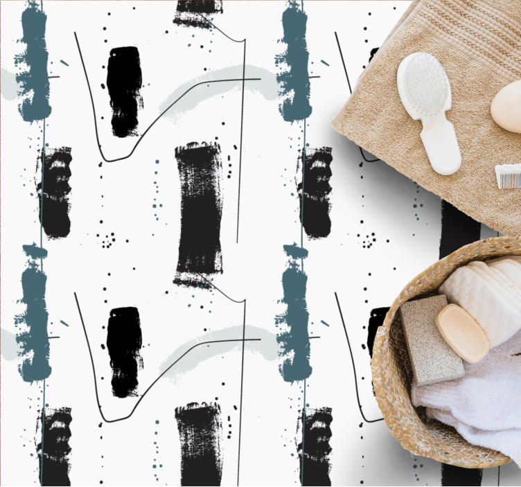 Blå maling fine linjer abstraksjon vinyl teppe moderne - Tenstickers