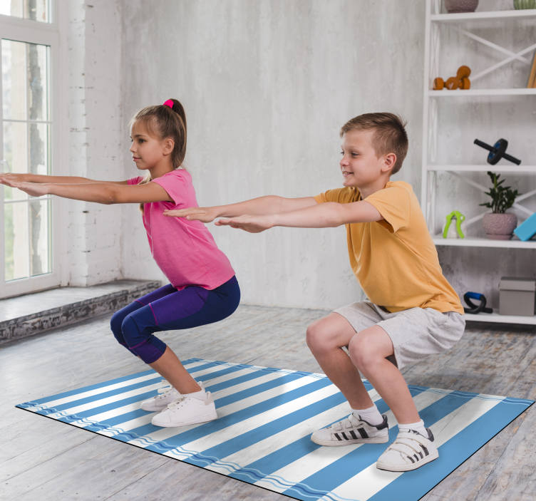 Blå og hvit stripete sjømannsteppe - Tenstickers