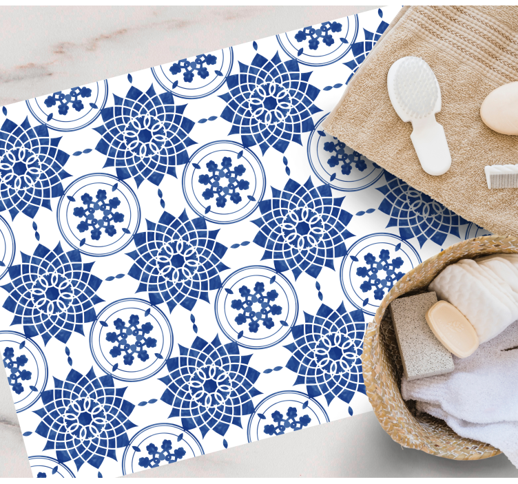 Blå sirkler fliser stil badegulv - Tenstickers