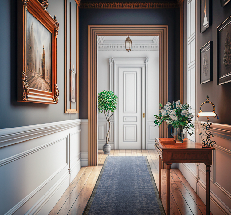 Blå vintage mønster vintage vinylteppe - Tenstickers