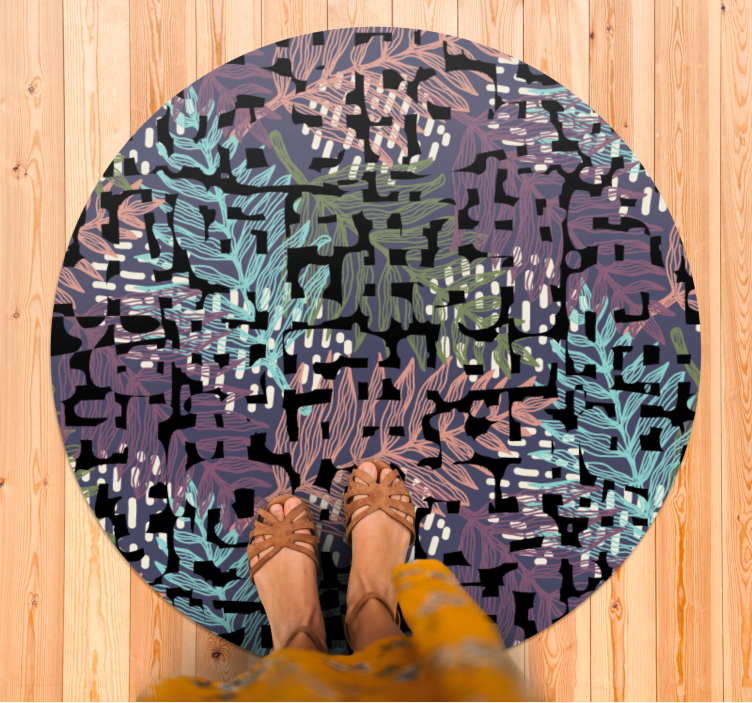 Bladrike botaniske elementer vinyl teppe blomster og planter - Tenstickers