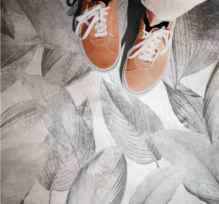 Bladrikt monokrom mønster vinyl teppe blomster og planter - Tenstickers