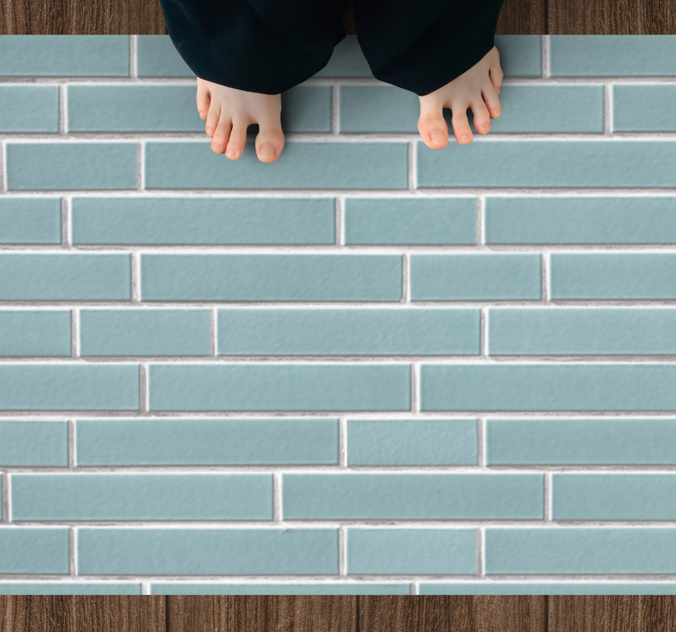 Blått mursteinsmotiv bad vinyl teppe - Tenstickers