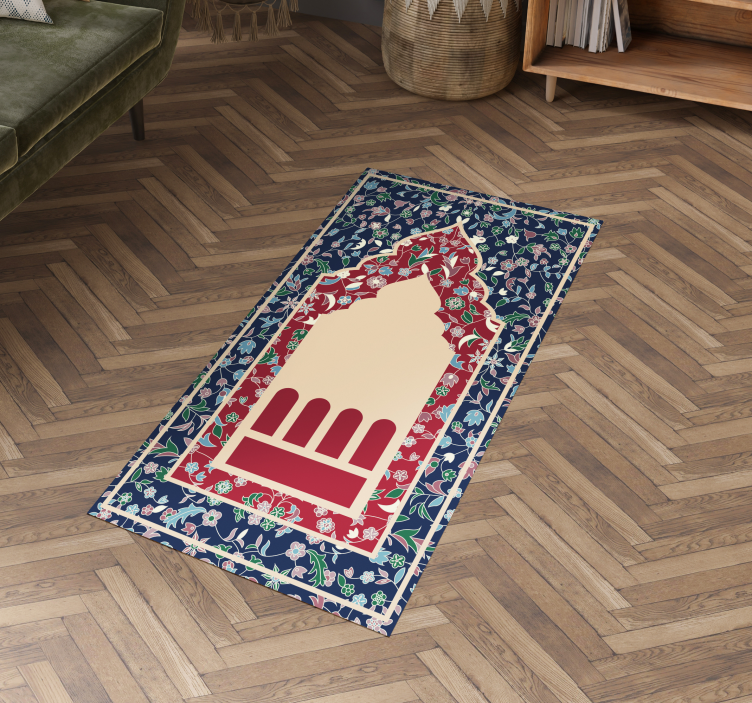 Blomst mønster persisk stye rektangulære vinylteppe - Tenstickers