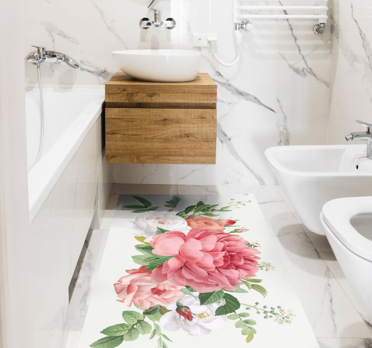 Blomster og roser blomster vinyl teppe - Tenstickers