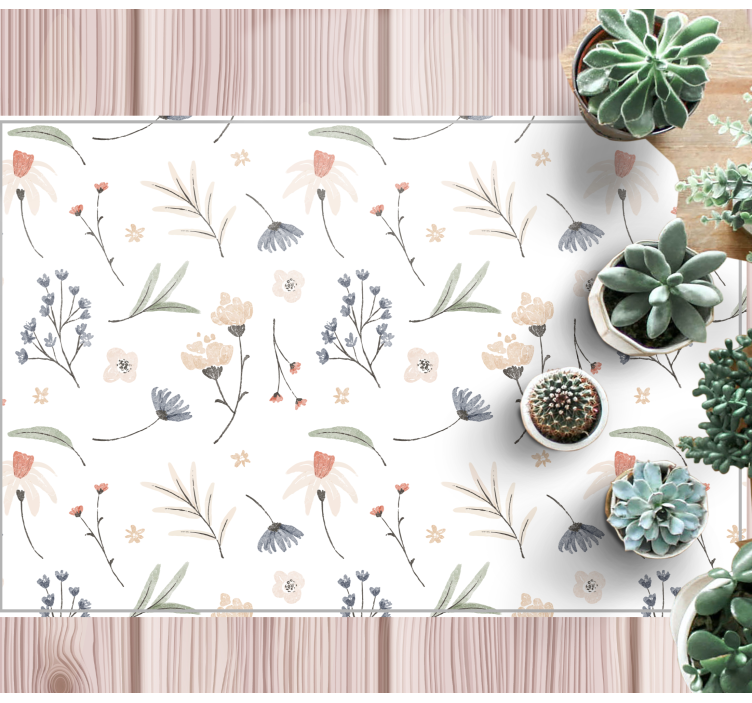Blomsterbotanisk element vinyl teppe stue - Tenstickers