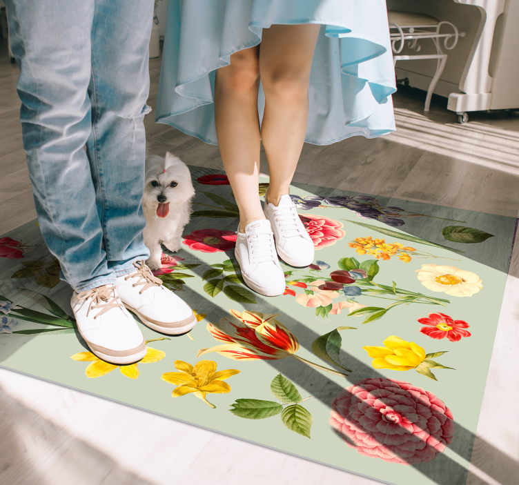 Blomsterbotanisk kolleksjon vinyl teppe blomster og planter - Tenstickers