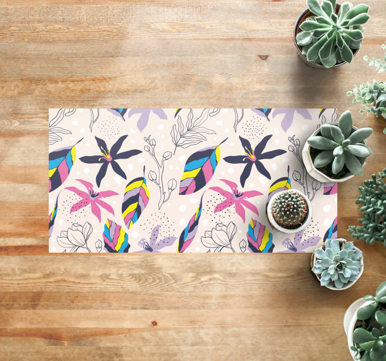 Blomsterfantasi vinyl teppe blomster og planter - Tenstickers