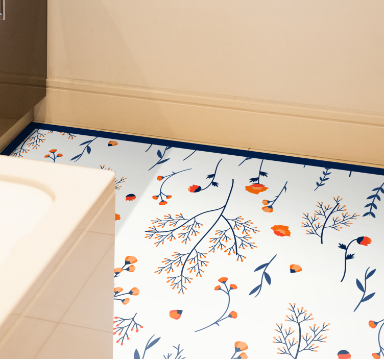 Blomstergrener mønster vinyl teppe blomster og planter - Tenstickers