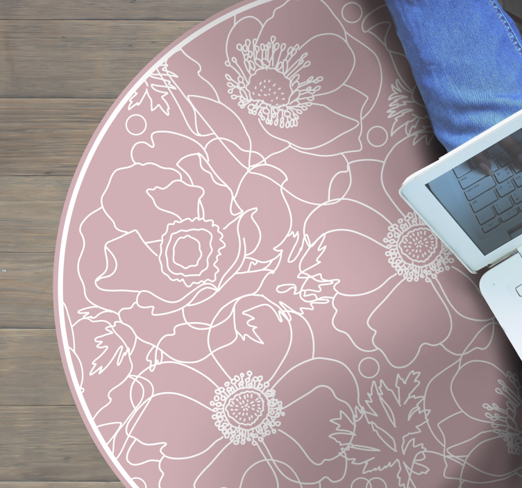 Blomsterkonturmotiv vinyl teppe blomster og planter - Tenstickers