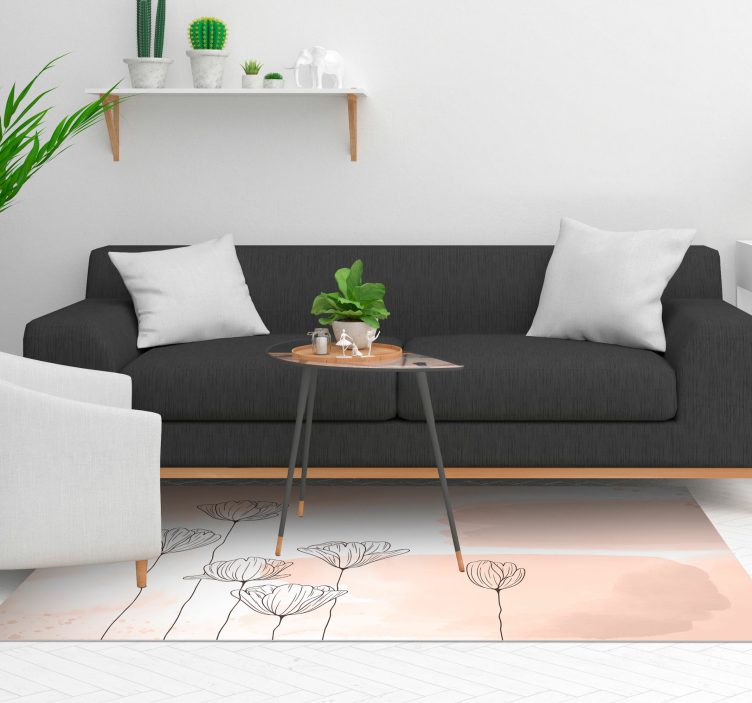 Blomsterlinje vinyl teppe blomster og planter - Tenstickers