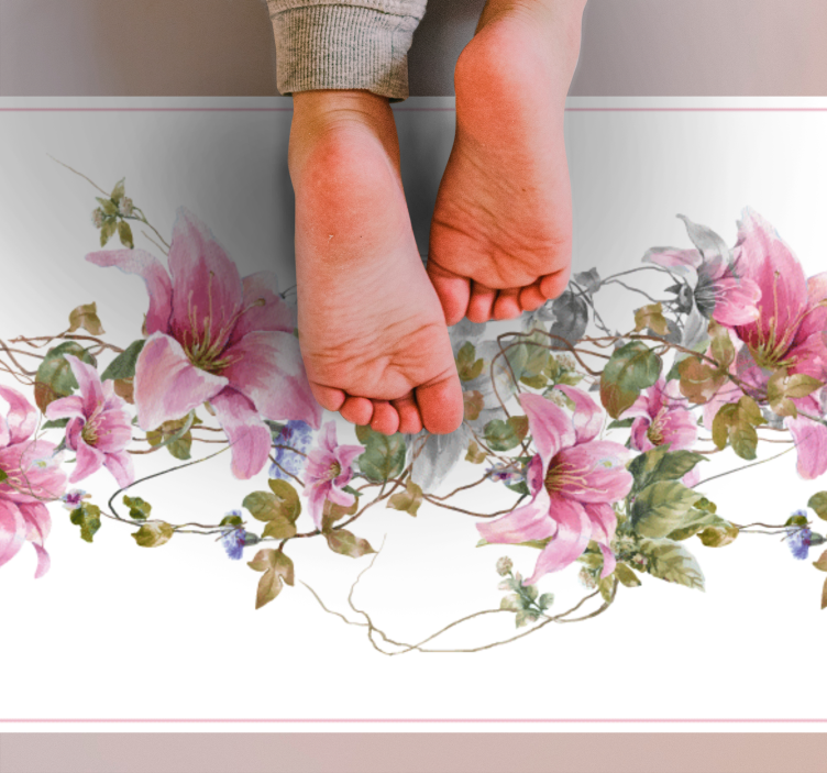 Blomstermønster med vinranker vinyl teppe natur - Tenstickers