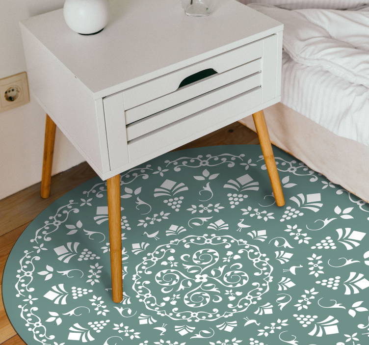 Blomstermønstermotiv vinyl teppe mandala - Tenstickers