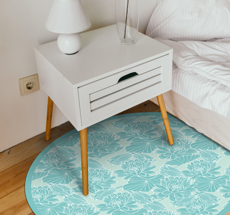 Blomstermotiv sirkel vinyl teppe blomster og planter - Tenstickers