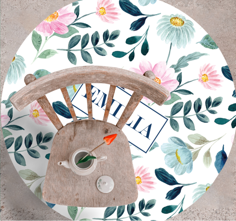 Blomsternavn personalisering vinyl teppe soverom - Tenstickers