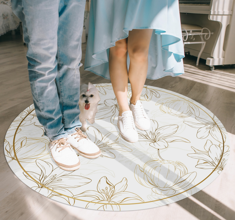 Blomstersirkelmønster vinyl teppe blomster og planter - Tenstickers